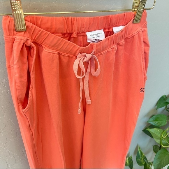 Seed to Style Organic cotton ombre lounge pants, straight leg, orange, size XXS - Picture 2 of 13